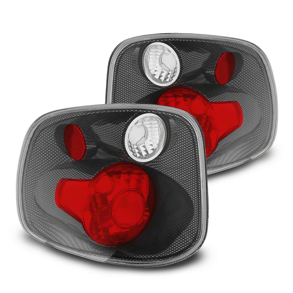 Raxiom Axial Series Version 2 Tail Lights; Carbon Fiber Housing; Red/Clear Lens (01-03 F-150 Flareside)