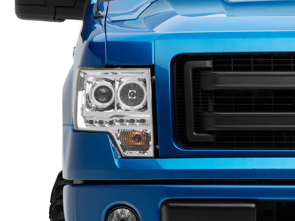 Raxiom G2 CCFL Halo Projector Headlights; Chrome Housing; Clear Lens (09-14 F-150 w/ Factory Halogen Headlights)