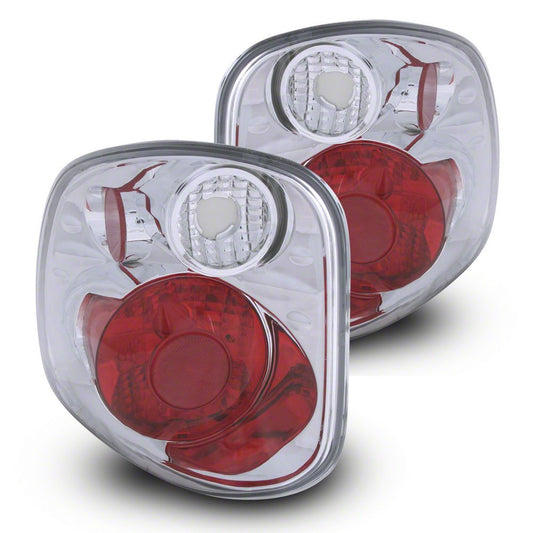 Raxiom Axial Series Version 2 Tail Lights; Chrome Housing; Red/Clear Lens (01-03 F-150 Flareside)