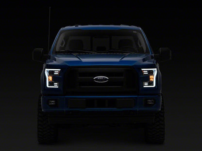 Raxiom Projector Headlights with LED Accent; Chrome Housing; Clear Lens (15-17 F-150 w/ Factory Halogen Headlights)