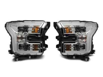 Raxiom Projector Headlights with LED Accent; Chrome Housing; Clear Lens (15-17 F-150 w/ Factory Halogen Headlights)