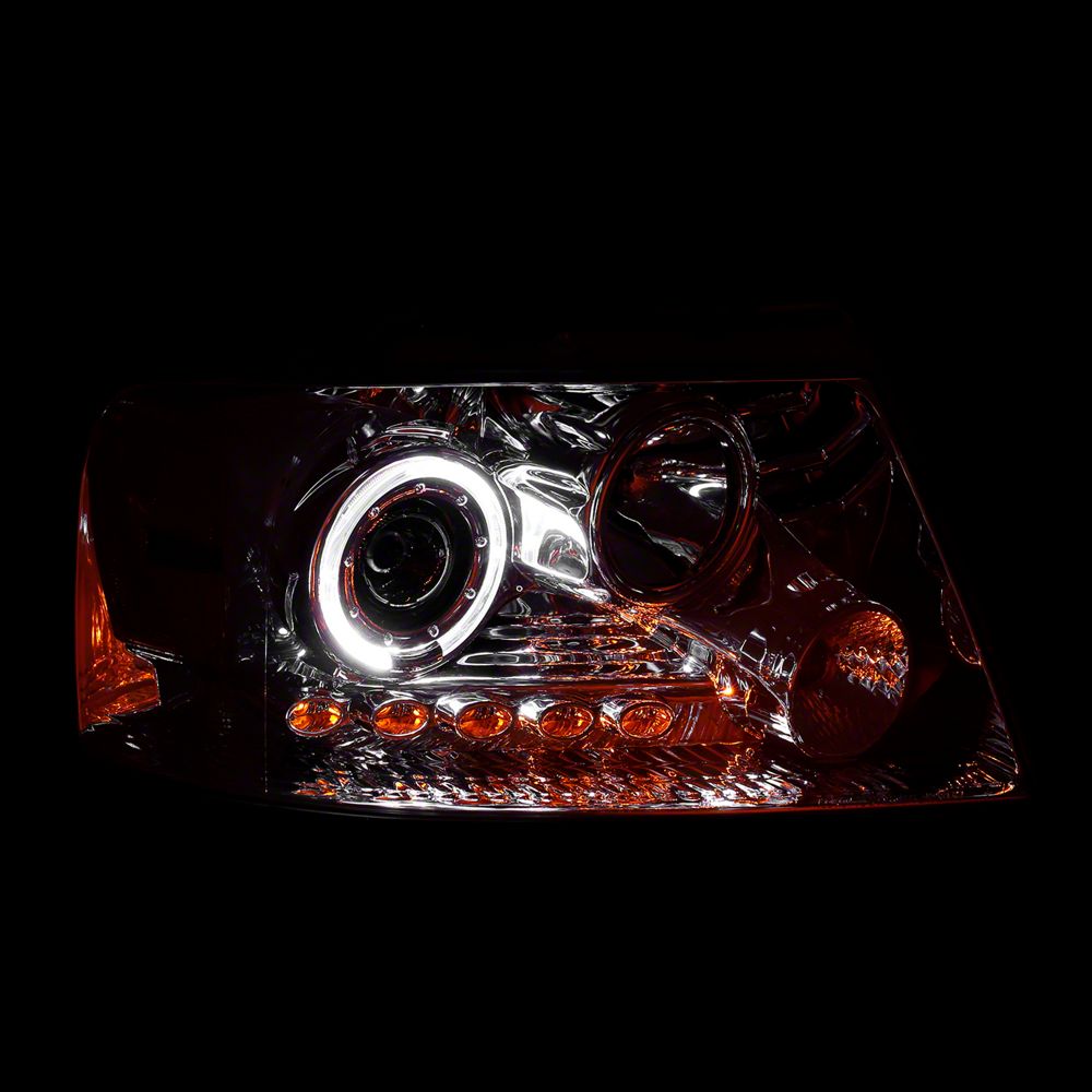 Raxiom LED Halo Projector Headlights; Chrome Housing; Clear Lens (04-08 F-150)