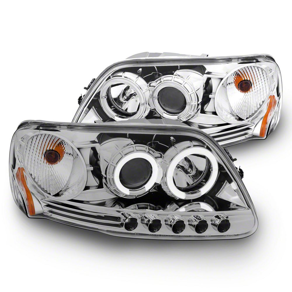 Raxiom LED Halo Projector Headlights; Chrome Housing; Clear Lens (97-03 F-150)