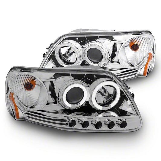 Raxiom LED Halo Projector Headlights; Chrome Housing; Clear Lens (97-03 F-150)