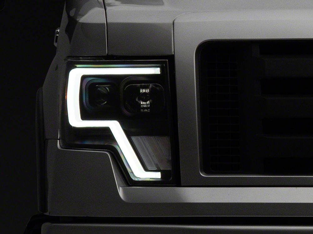 Raxiom G4 Projector Headlights; Black Housing; Clear Lens (09-14 F-150 w/ Factory Halogen Headlights)