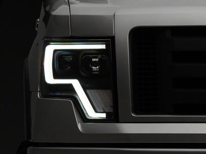 Raxiom G4 Projector Headlights; Black Housing; Clear Lens (09-14 F-150 w/ Factory Halogen Headlights)