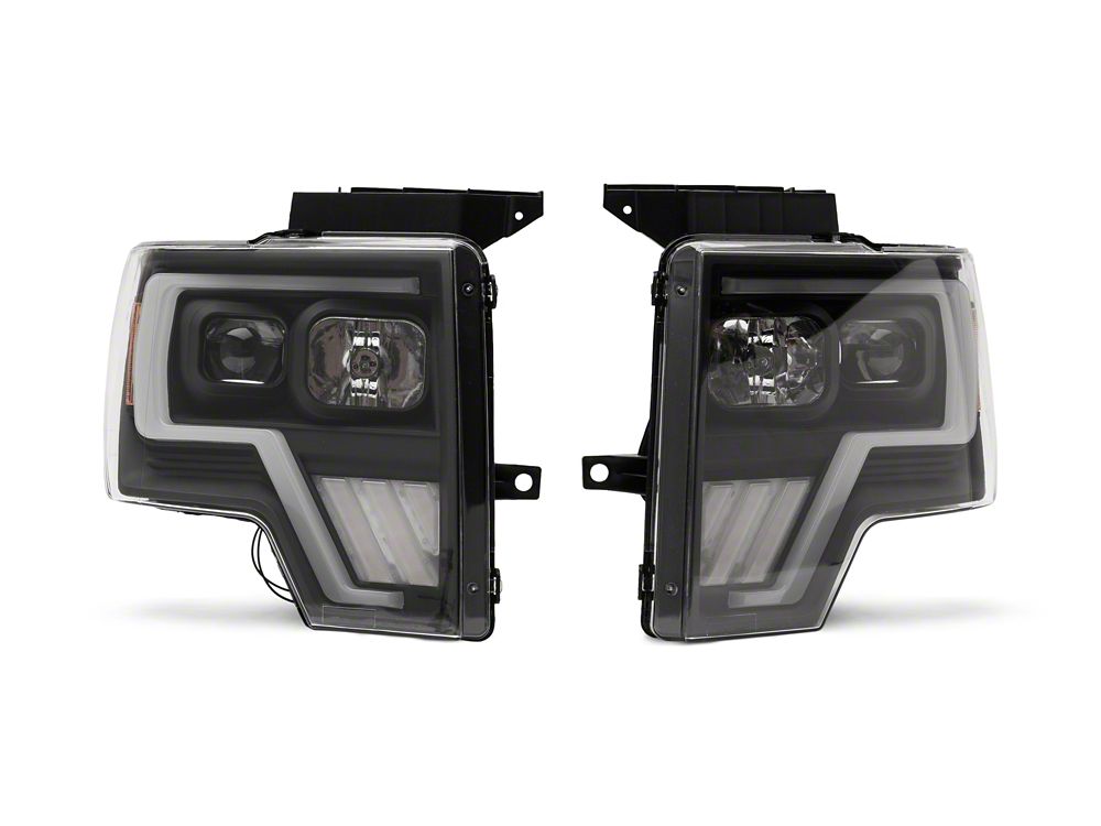 Raxiom G4 Projector Headlights; Black Housing; Clear Lens (09-14 F-150 w/ Factory Halogen Headlights)
