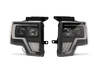 Raxiom G4 Projector Headlights; Black Housing; Clear Lens (09-14 F-150 w/ Factory Halogen Headlights)