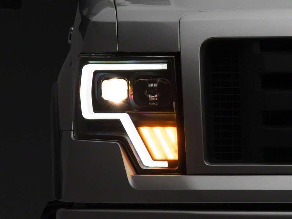 Raxiom G4 Projector Headlights; Black Housing; Clear Lens (09-14 F-150 w/ Factory Halogen Headlights)