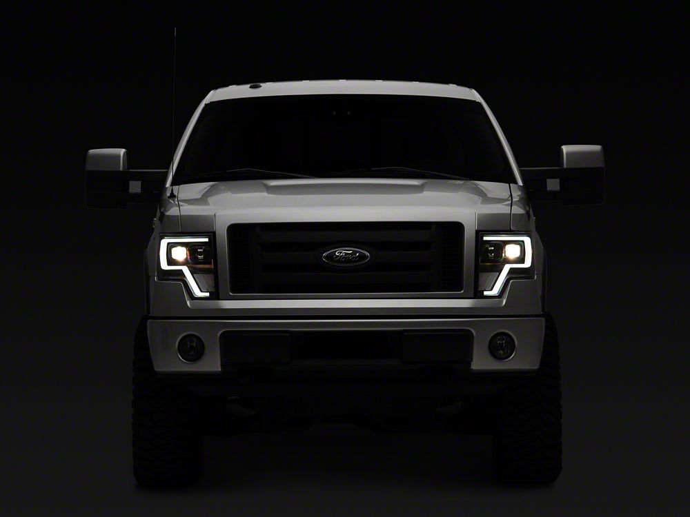 Raxiom G4 Projector Headlights; Black Housing; Clear Lens (09-14 F-150 w/ Factory Halogen Headlights)