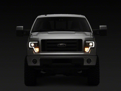 Raxiom G4 Projector Headlights; Black Housing; Clear Lens (09-14 F-150 w/ Factory Halogen Headlights)