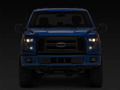 Raxiom LED Projector Headlights with Sequential Turn Signals; Black Housing; Clear Lens (15-17 F-150 w/ Factory Halogen Headlights)
