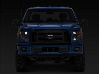 Raxiom LED Projector Headlights with Sequential Turn Signals; Black Housing; Clear Lens (15-17 F-150 w/ Factory Halogen Headlights)