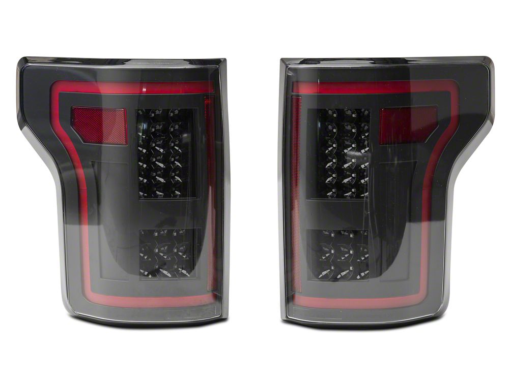 Raxiom LED Tail Lights with Sequential Turn Signals; Black Housing; Clear Lens (15-17 F-150 w/ Factory Halogen Non-BLIS Tail Lights)