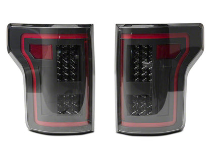 Raxiom LED Tail Lights with Sequential Turn Signals; Black Housing; Clear Lens (15-17 F-150 w/ Factory Halogen Non-BLIS Tail Lights)