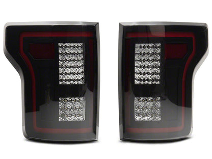 Raxiom LED Tail Lights with Sequential Turn Signals; Black Housing; Smoked Lens (15-17 F-150 w/ Factory Halogen Non-BLIS Tail Lights)