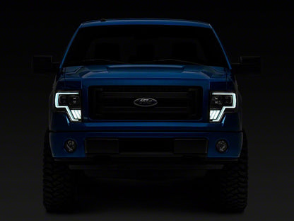 Raxiom Axial Series G4 Light Bar Switchback Projector Headlights; Black Housing; Clear Lens (09-14 F-150 w/ Factory Halogen Headlights)