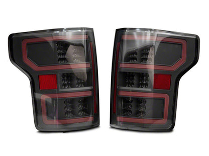 Raxiom Axial Series LED Tail Lights with Sequential Turn Signals; Black Housing; Clear Lens (18-20 F-150 w/ Factory Halogen Non-BLIS Tail Lights)