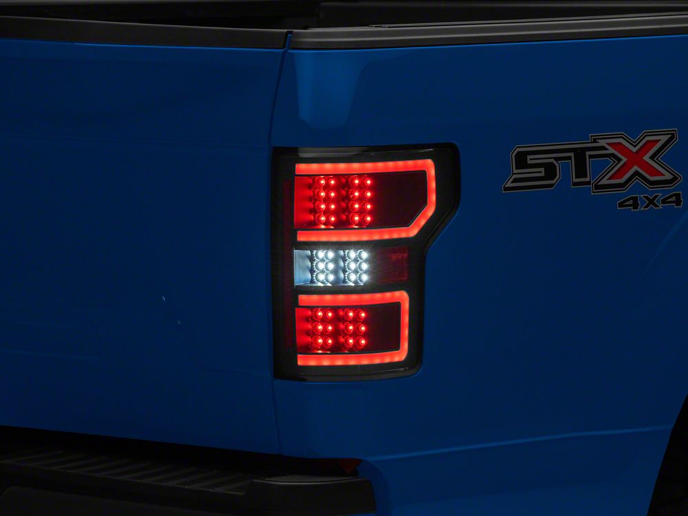 Raxiom LED Tail Lights; Black Housing; Clear Lens (18-20 F-150 w/ Factory Halogen Non-BLIS Tail Lights)