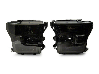 Raxiom Axial Series OEM Style Replacement Headlights; Chrome Housing; Smoked Lens (15-17 F-150 w/ Factory Halogen Headlights)