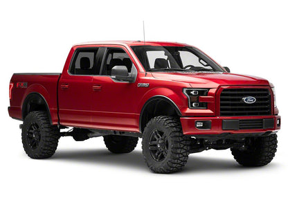 Raxiom LED Projector Headlights with LED Amber DRL; Black Housing; Clear Lens (15-17 F-150 w/ Factory Halogen Headlights)