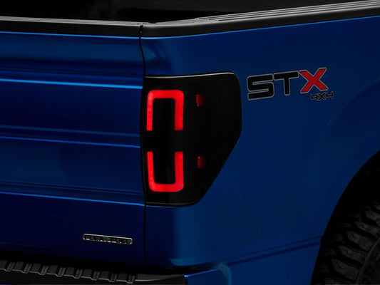 Raxiom Axial Series LED Tail Lights with Halo; Black Housing; Smoked Lens (09-14 F-150 Styleside)