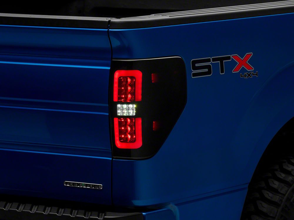 Raxiom Axial Series LED Tail Lights with Halo; Black Housing; Smoked Lens (09-14 F-150 Styleside)