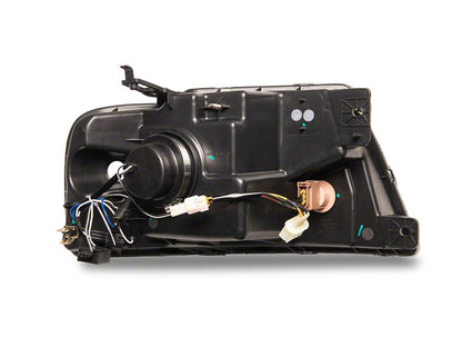 Raxiom Axial Series Projector Headlights with LED Bar; Black Housing; Clear Lens (04-08 F-150)