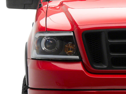 Raxiom Axial Series LED Projector Headlights with Sequential LED Bar; Black Housing; Clear Lens (04-08 F-150)