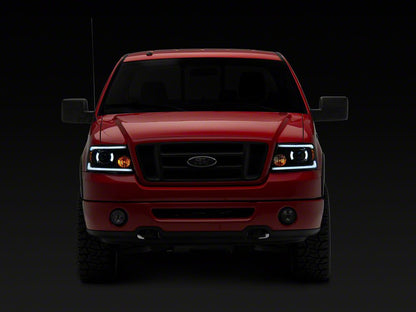 Raxiom Axial Series LED Projector Headlights with Sequential LED Bar; Black Housing; Clear Lens (04-08 F-150)