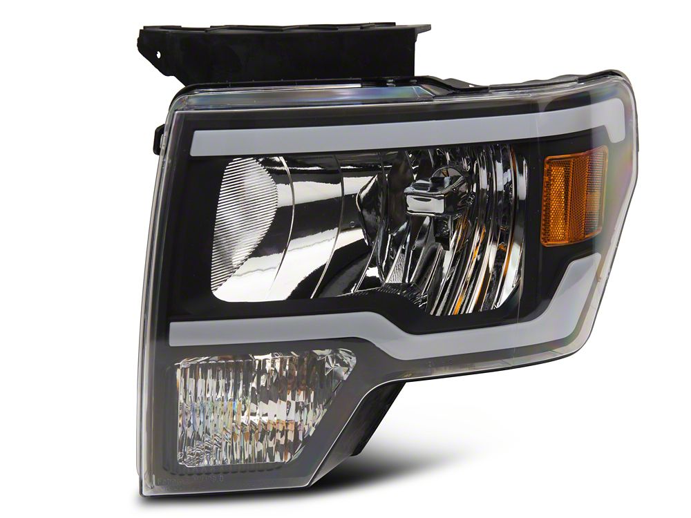 Raxiom Axial Series Headlights with Sequential LED Bar; Black Housing; Clear Lens (09-14 F-150 w/ Factory Halogen Headlights)