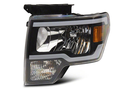Raxiom Axial Series Headlights with Sequential LED Bar; Black Housing; Clear Lens (09-14 F-150 w/ Factory Halogen Headlights)