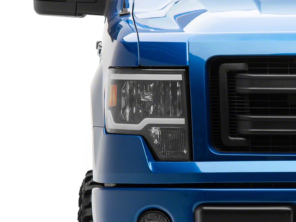Raxiom Axial Series Headlights with Sequential LED Bar; Black Housing; Clear Lens (09-14 F-150 w/ Factory Halogen Headlights)