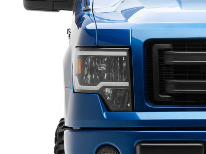 Raxiom Axial Series Headlights with Sequential LED Bar; Black Housing; Clear Lens (09-14 F-150 w/ Factory Halogen Headlights)