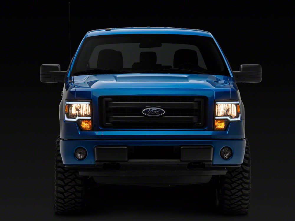 Raxiom Axial Series Headlights with Sequential LED Bar; Black Housing; Clear Lens (09-14 F-150 w/ Factory Halogen Headlights)