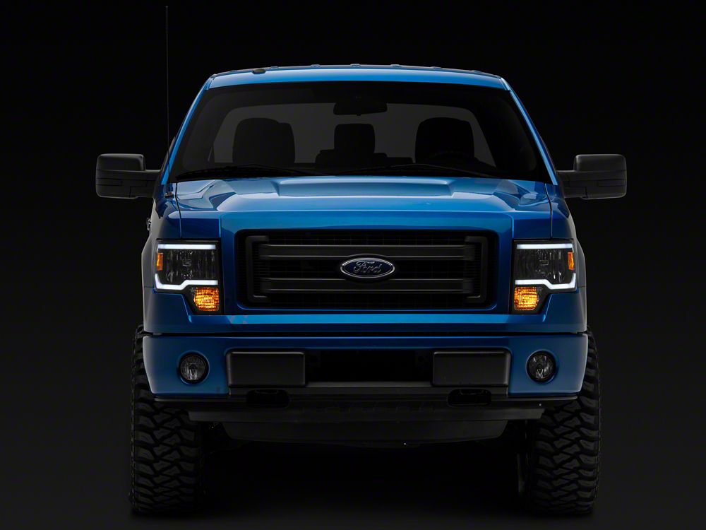 Raxiom Axial Series Headlights with Sequential LED Bar; Black Housing; Clear Lens (09-14 F-150 w/ Factory Halogen Headlights)