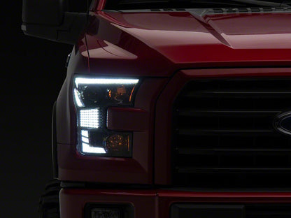 Raxiom XR Series LED Projector Headlights with DRL; Black Housing; Clear Lens (15-17 F-150 w/ Factory Halogen Headlights)