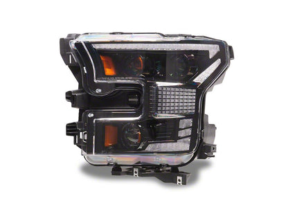 Raxiom XR Series LED Projector Headlights with DRL; Black Housing; Clear Lens (15-17 F-150 w/ Factory Halogen Headlights)