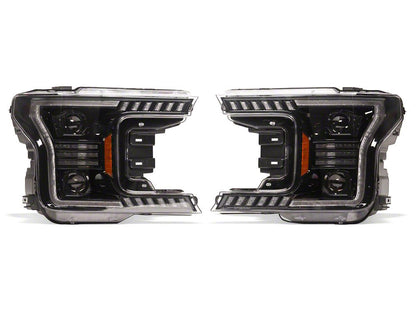 Raxiom LED Halo Surround Headlights with Amber DRL; Black Housing; Clear Lens (18-20 F-150 w/ Factory Halogen Headlights)