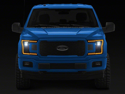 Raxiom LED Halo Surround Headlights with Amber DRL; Black Housing; Clear Lens (18-20 F-150 w/ Factory Halogen Headlights)