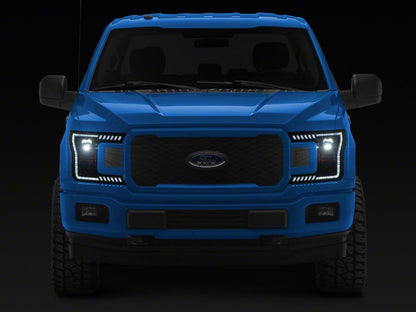 Raxiom LED Halo Surround Headlights with White DRL; Black Housing; Clear Lens (18-20 F-150 w/ Factory Halogen Headlights)