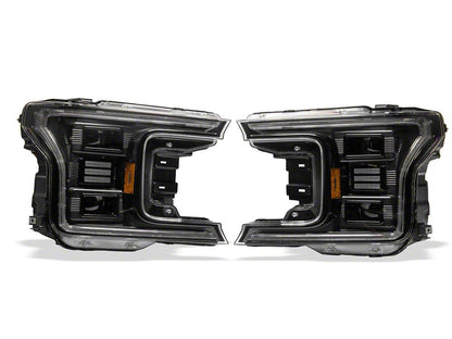 Raxiom CXR Series LED Headlights with Sequential Turn Signals; Black Housing; Clear Lens (18-20 F-150 w/ Factory Halogen Headlights)