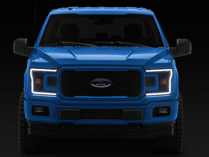 Raxiom CXR Series LED Headlights with Sequential Turn Signals; Black Housing; Clear Lens (18-20 F-150 w/ Factory Halogen Headlights)
