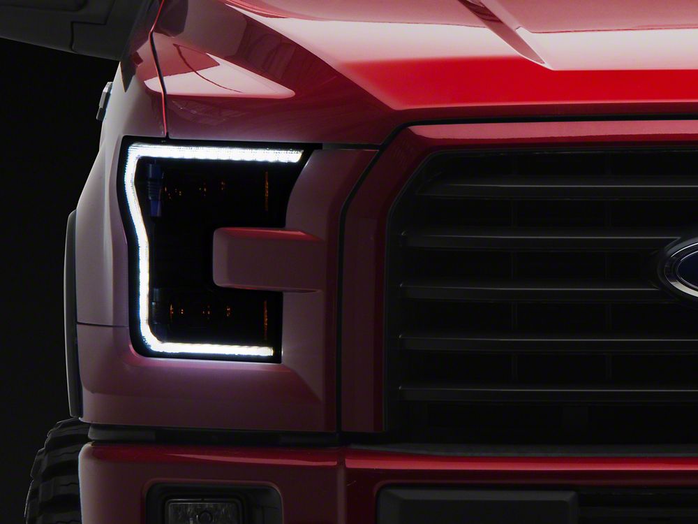 Raxiom CXR Series LED Headlights with DRL and Sequential Turn Signals; Black Housing; Clear Lens (15-17 F-150 w/ Factory Halogen Headlights)