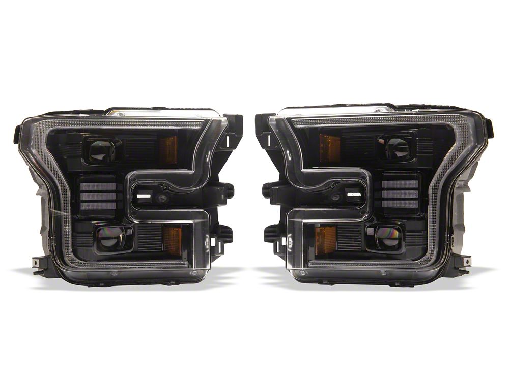 Raxiom CXR Series LED Headlights with DRL and Sequential Turn Signals; Black Housing; Clear Lens (15-17 F-150 w/ Factory Halogen Headlights)