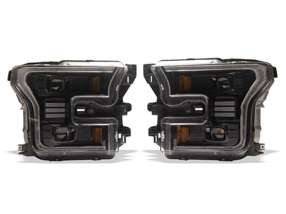 Raxiom CXR Series LED Headlights with DRL and Sequential Turn Signals; Black Housing; Clear Lens (15-17 F-150 w/ Factory Halogen Headlights)