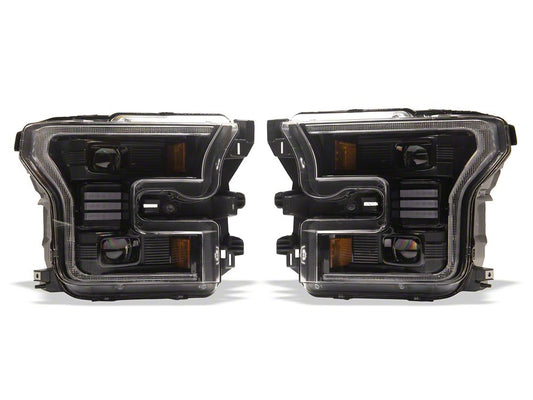 Raxiom CXR Series LED Headlights with DRL and Sequential Turn Signals; Black Housing; Clear Lens (15-17 F-150 w/ Factory Halogen Headlights)