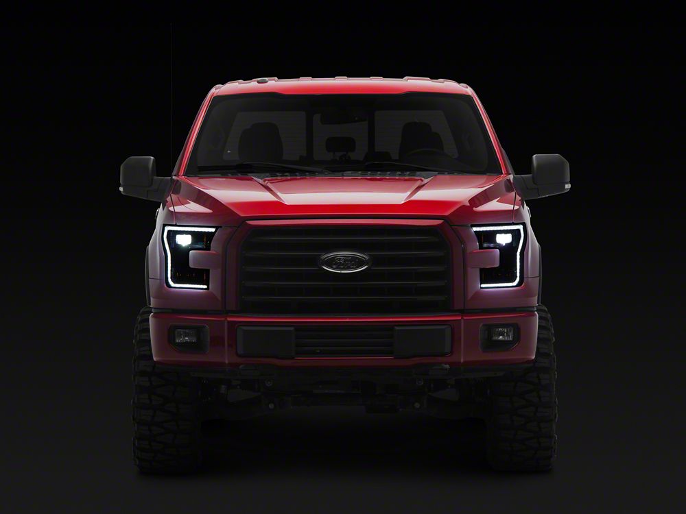 Raxiom CXR Series LED Headlights with DRL and Sequential Turn Signals; Black Housing; Clear Lens (15-17 F-150 w/ Factory Halogen Headlights)