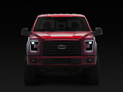 Raxiom CXR Series LED Headlights with DRL and Sequential Turn Signals; Black Housing; Clear Lens (15-17 F-150 w/ Factory Halogen Headlights)