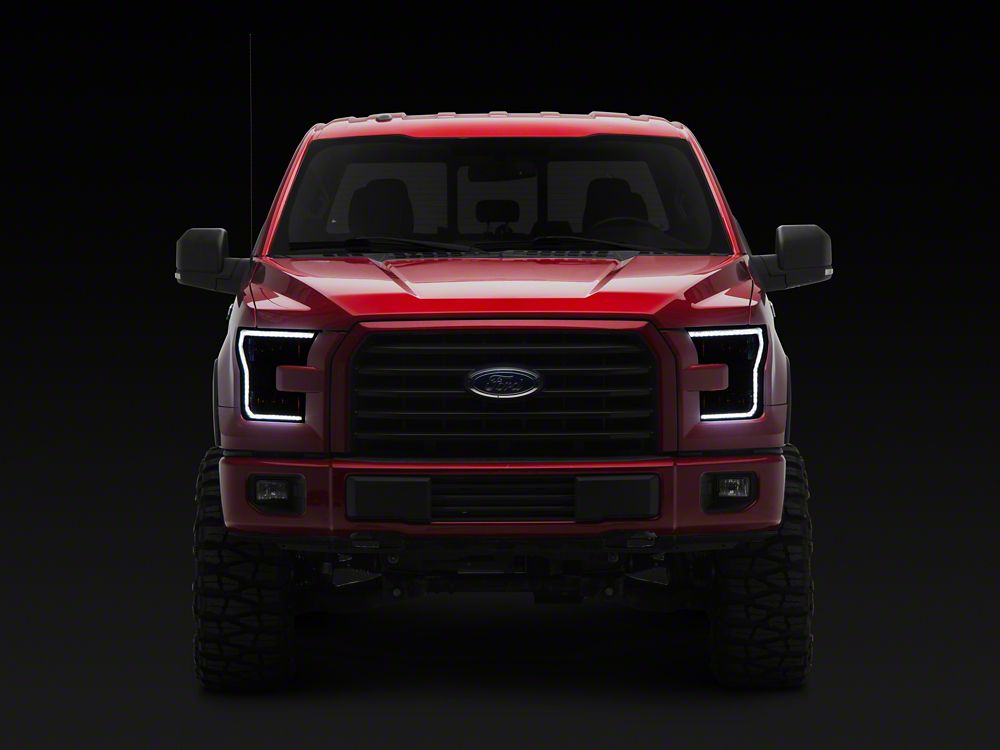 Raxiom CXR Series LED Headlights with DRL and Sequential Turn Signals; Black Housing; Clear Lens (15-17 F-150 w/ Factory Halogen Headlights)